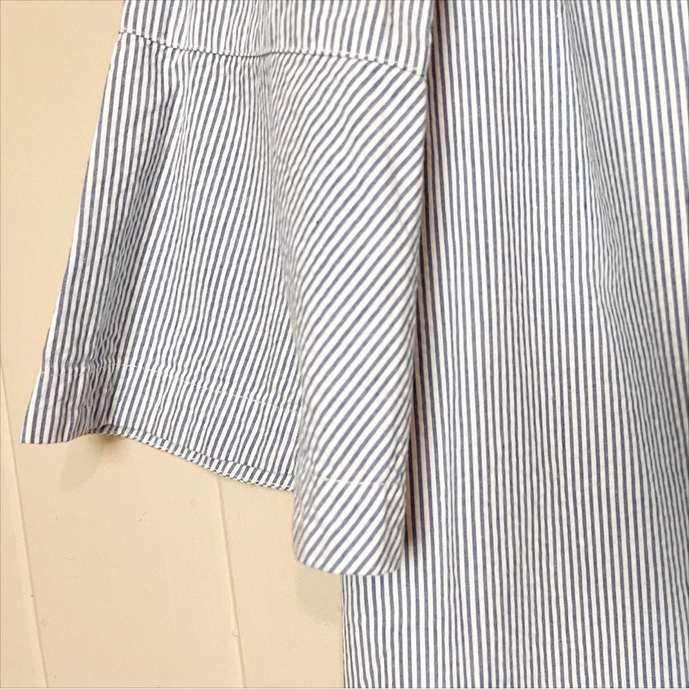 Draper James NWT Seersucker Ruffle Shirt Dress 12 blue white classic shift - Picture 5 of 12